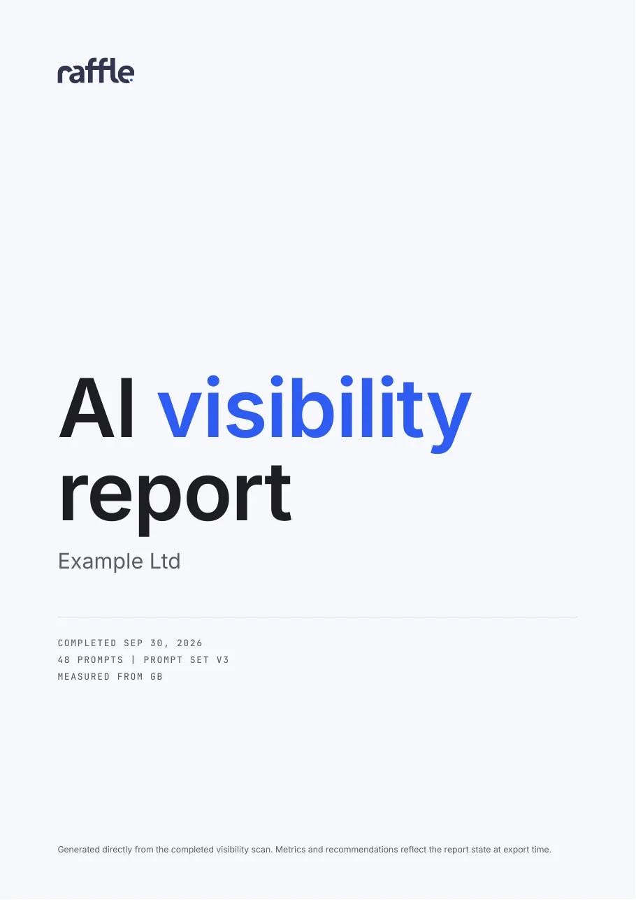 Report cover: AI visibility report for Example Ltd
